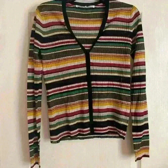 Veronica Beard Keke Striped Ribbed Cardigan - Picture 4 of 7